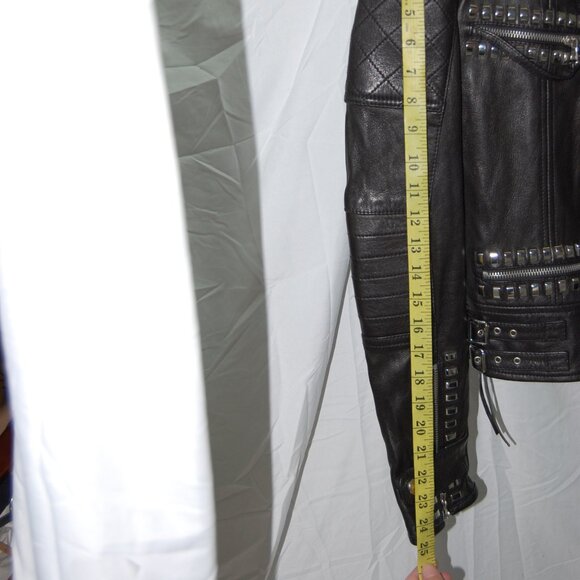 EU 38 ❤️$2495 DIESEL BLACK GOLD Women's LEATHER JACKET Biker Riding jacket ITALY - Picture 14 of 16